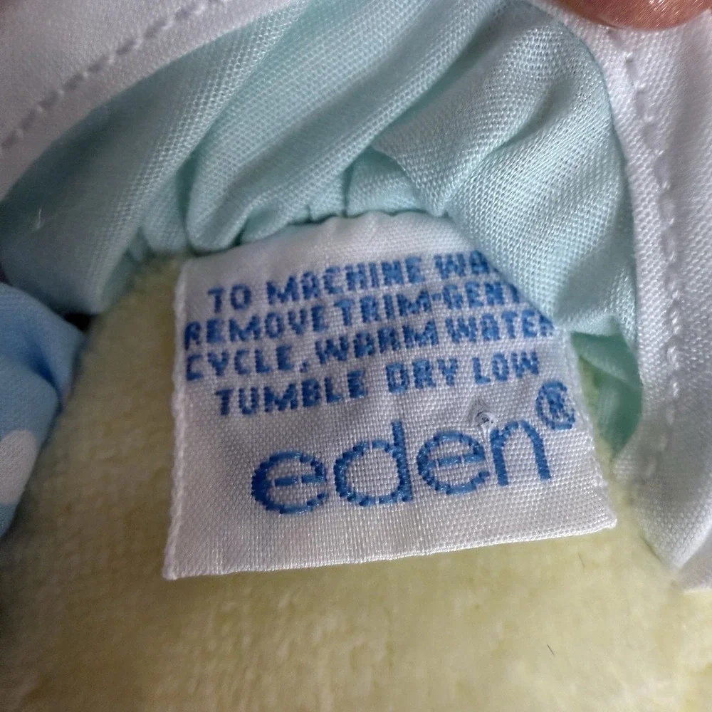 Vtg Eden Pastel Bunny Rabbit Soft Plush Toy Color Block Stuffed Animal 90s Lovey